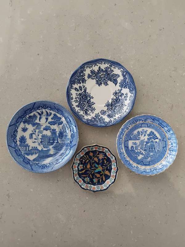 Lovely collection of blue collector's display plates. Grafton, Wedgewood and Willow.