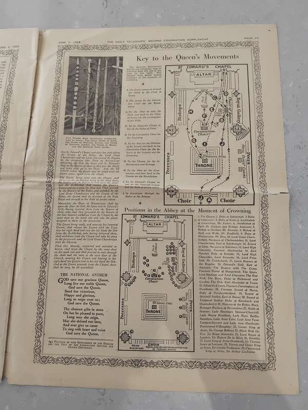 "Rare" Over 70years old - DAILY TELEGRAPH - CORONATION DAY SUPPLEMENT 2 JUNE 1953.
