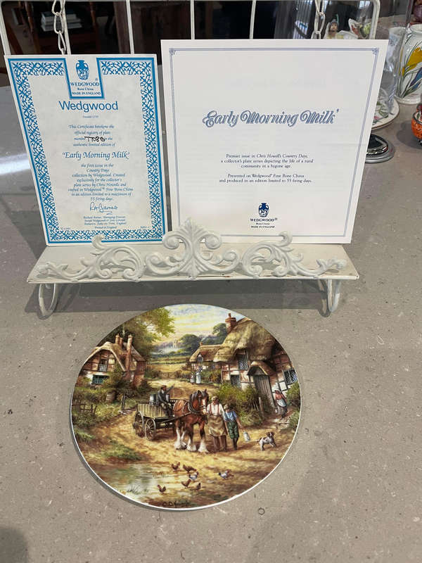 Wedgwood - "Early Morning Milk" Chris Howells Days Country Collectors plate, box, COA and leaflet.