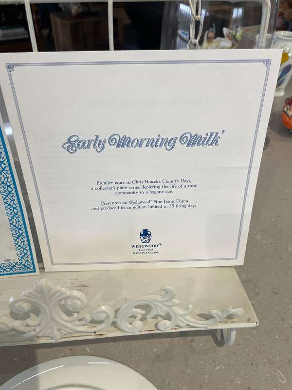 Wedgwood - "Early Morning Milk" Chris Howells Days Country Collectors plate, box, COA and leaflet.