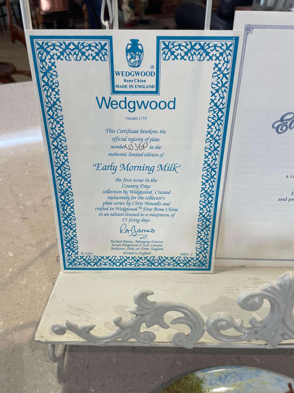 A Ltd Edition Wedgwood - Early Morning Milk by Chris Howells Country Days Series, COA, BOOKLET!!