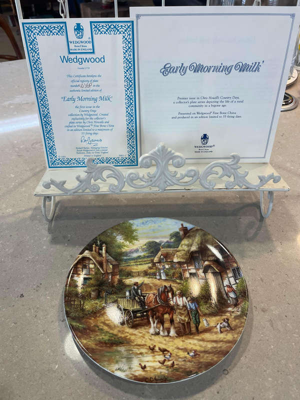 Wedgwood - "Early Morning Milk" Chris Howells Days Country Collectors plate, box, COA and leaflet.
