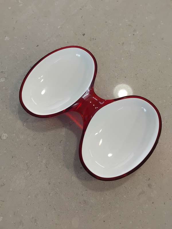 Postmodern Guzzini red and white party set.