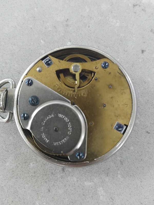 Vintage Westclox ZOBO pocket watch on a fob chain
