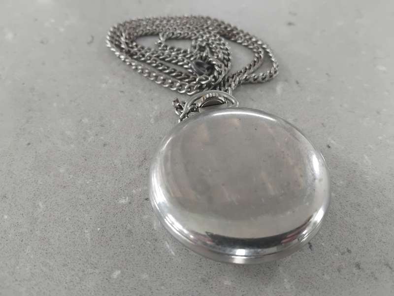 Vintage Westclox ZOBO pocket watch on a fob chain