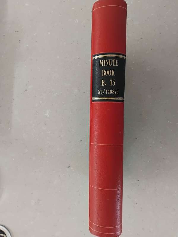 Vintage Corporate Minute Book, Quarter Bind in Red Leather, and unused