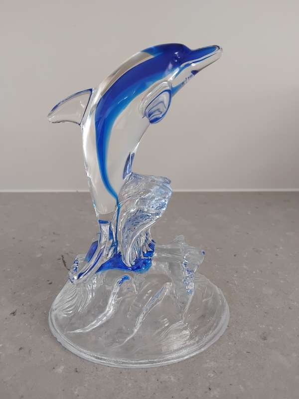 Vintage Cristal d'Arques 24% Lead Chrystal Glass Dolphin Figurine