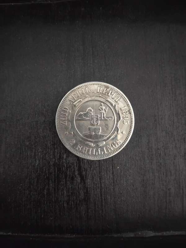 1895 ZAR Two Shillings Silver Kruger Coin