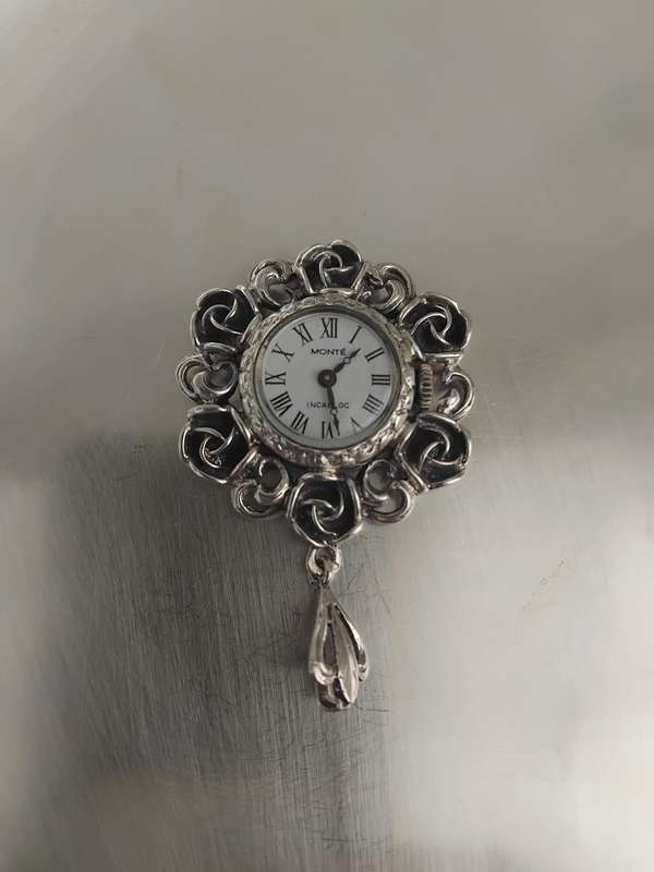 Vintage 835 Silver Monté 17 Jewels Manual Wind Watch Pendant