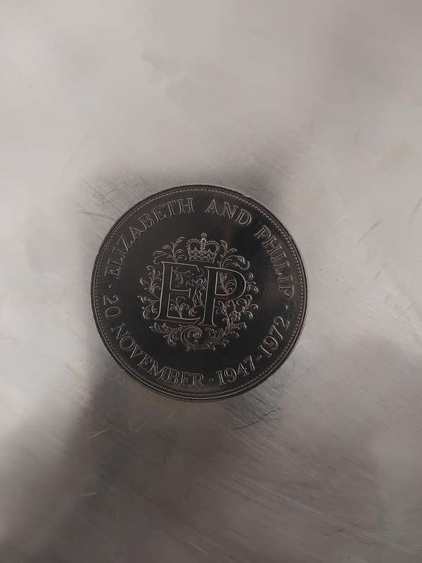 QEII and Prince Phillip 1972 Commemorative British Crown Coin