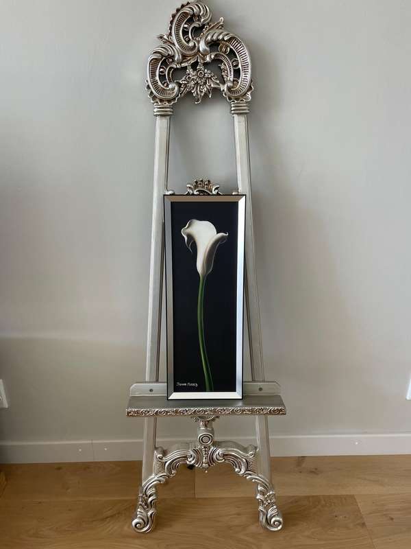 Original Jeanne Marais, SA, White Calla Lily, Oil on Canvas (1 of 3)