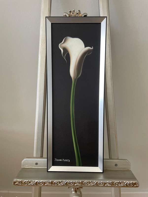 Original Jeanne Marais, SA, White Calla Lily, Oil on Canvas (1 of 3)