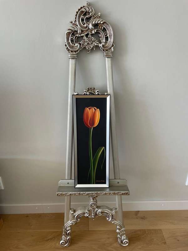 Original Jeanne Marais, SA, Red Tulip, Oil on Canvas (3 of 3)