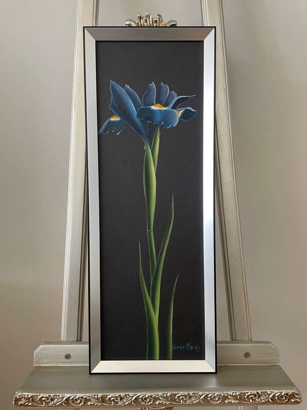 Original Jeanne Marais, SA, Blue Iris, Oil on Canvas (2 of 3)