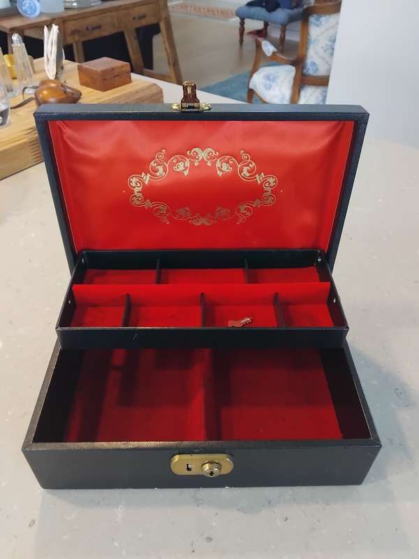Vintage "By Appointment to the Royal Swedish Court" designed by Phillipp Black, gold Jewellery Box