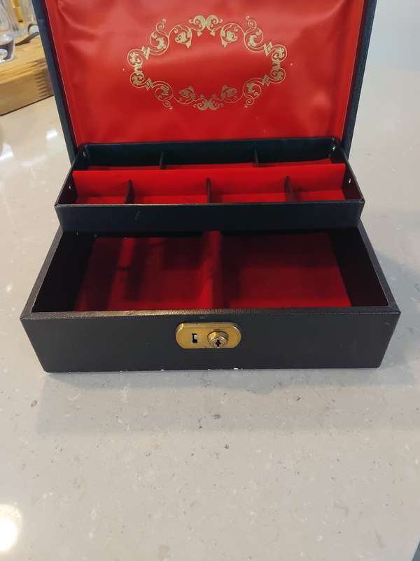 Vintage "By Appointment to the Royal Swedish Court" designed by Phillipp Black, gold Jewellery Box
