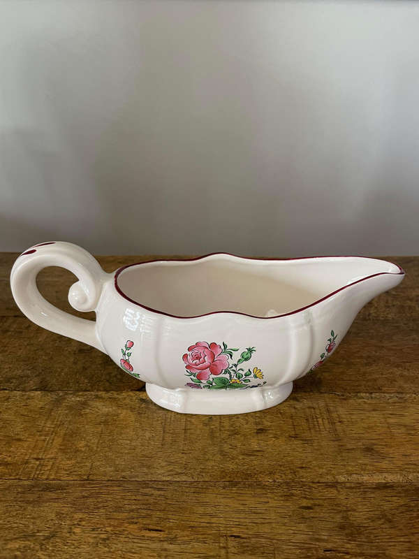 Antique KG Lunéville France Gravy Boat 1880-1922 Hallmark Off White