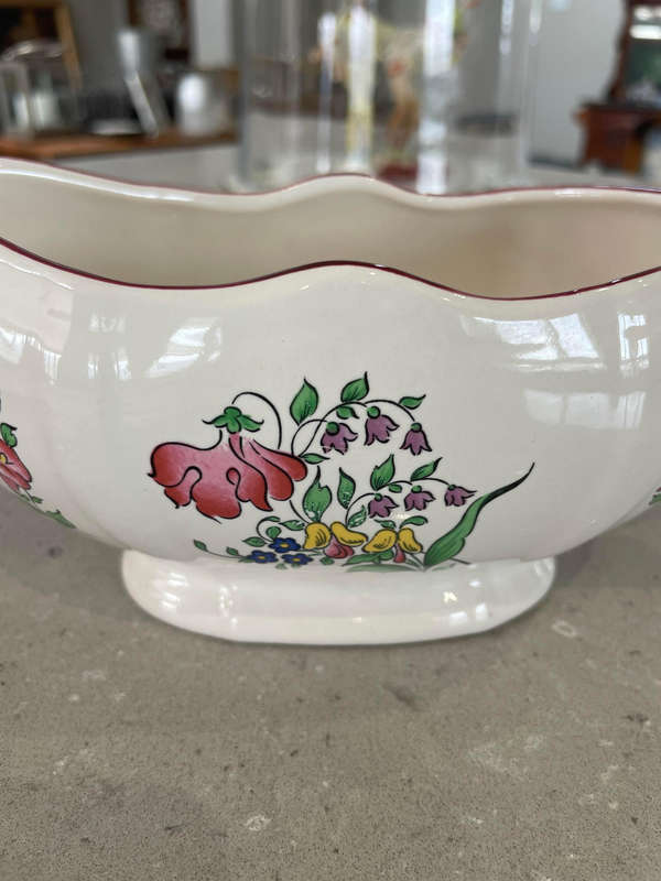 Antique KG Lunéville France Gravy Boat 1880-1922 Hallmark Off White