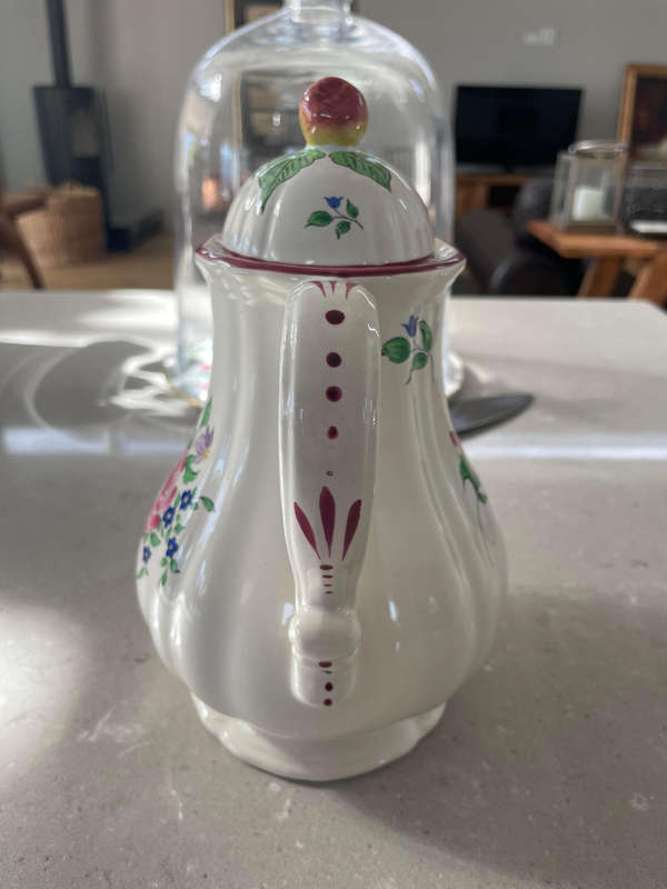 KG Lunéville France Antique Coffee/Tea Pot 1880 -1922 Old Strasbourg Off White.
