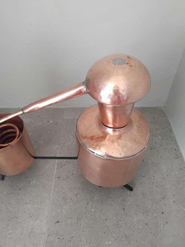 Extremely rare find! A solid copper moonshine still.