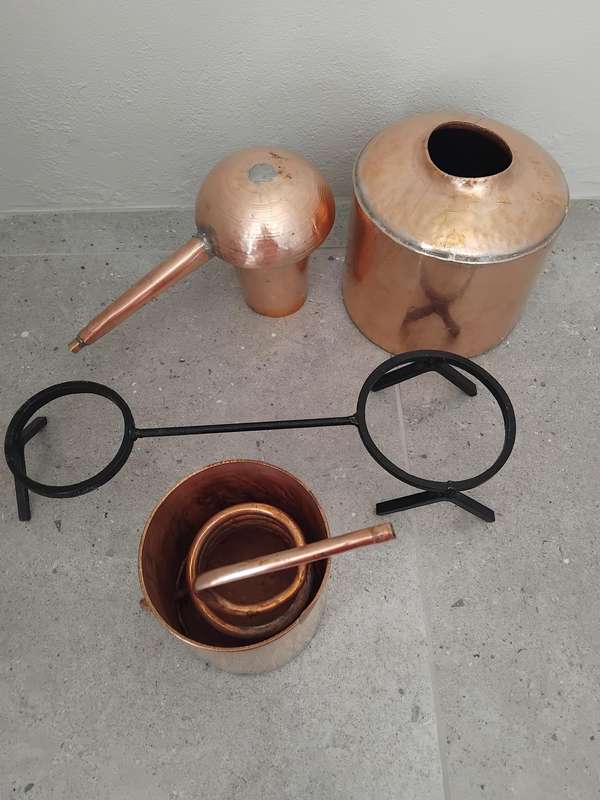 Extremely rare find! A solid copper moonshine still.