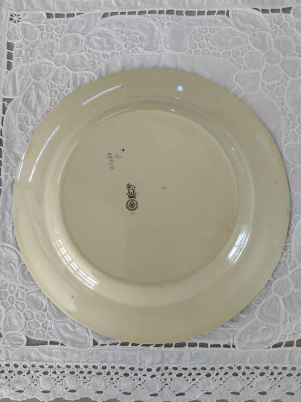 Vintage Royal Doulton Transferware Cabinet Plate - Pilgrims home scene - Leaf border.