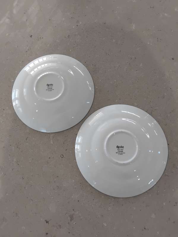 Vintage Spode England - Italian design C1816 blue porcelain replacement/ display set of two saucers.