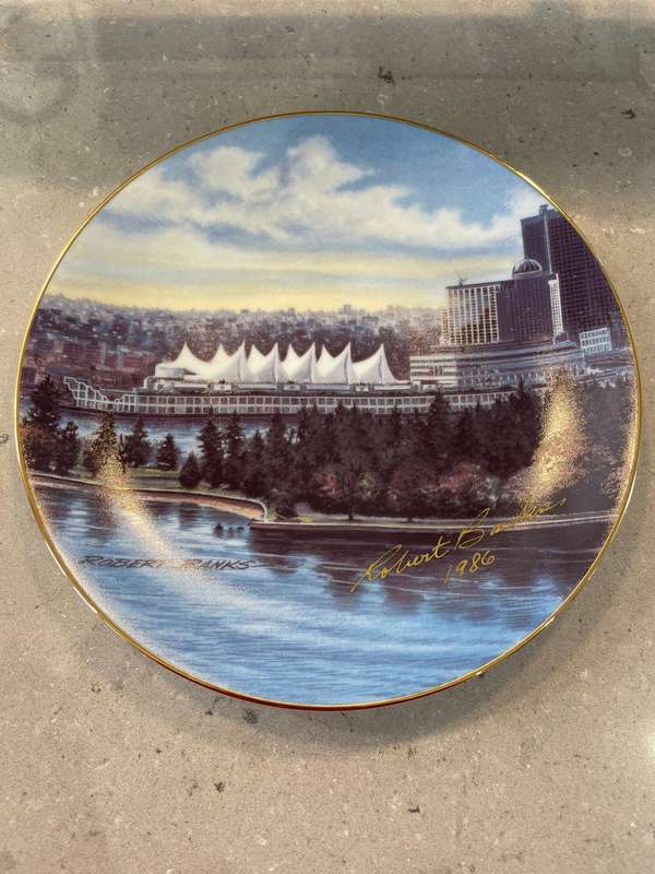 Vancouver Centennial Signed by artist Robert Banks Limited Collectors plate no 943 of 1986 pieces.