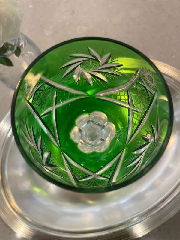 Four unique designed Bohemian Crystal Wine Glass/ Goblet Lead Crystal "Vintage/Antique" No marks!