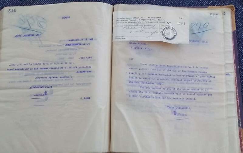 LETTER BOOK, 1924, 1000-page volume. Karoo history - PLEASE READ DESCRIPTION.