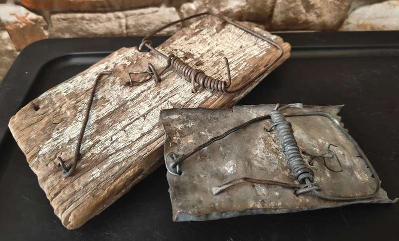 Two antique mouse traps from the attic! HAND MADE AND WORKING.