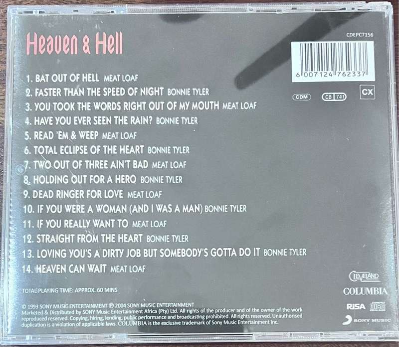 Meat Loaf and Bonnie Tyler - Heaven and Hell CDEPC7156