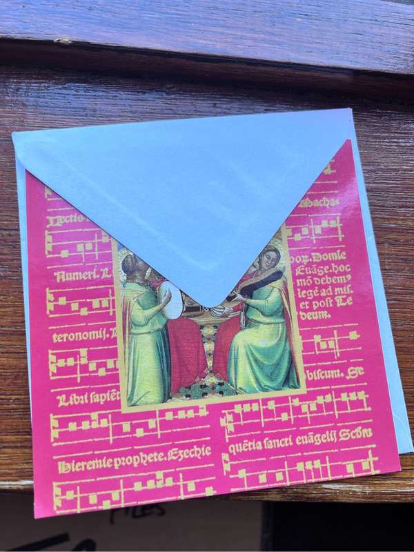 Beautiful square Christmas card (unused) with envelope (12.25cmx12.25cm)