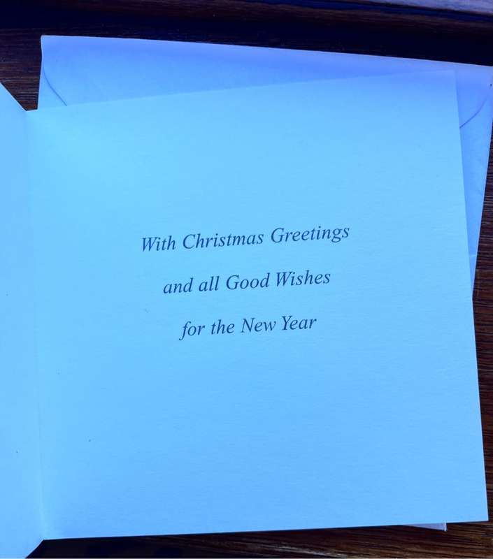Beautiful square Christmas card (unused) with envelope (12.25cmx12.25cm)
