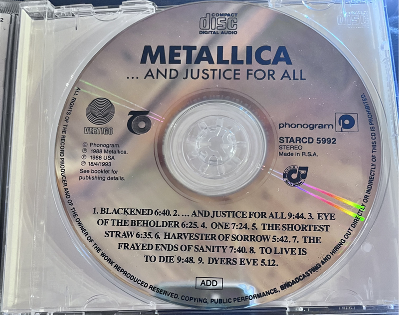 Metallica -  and justice for all STARCD5992