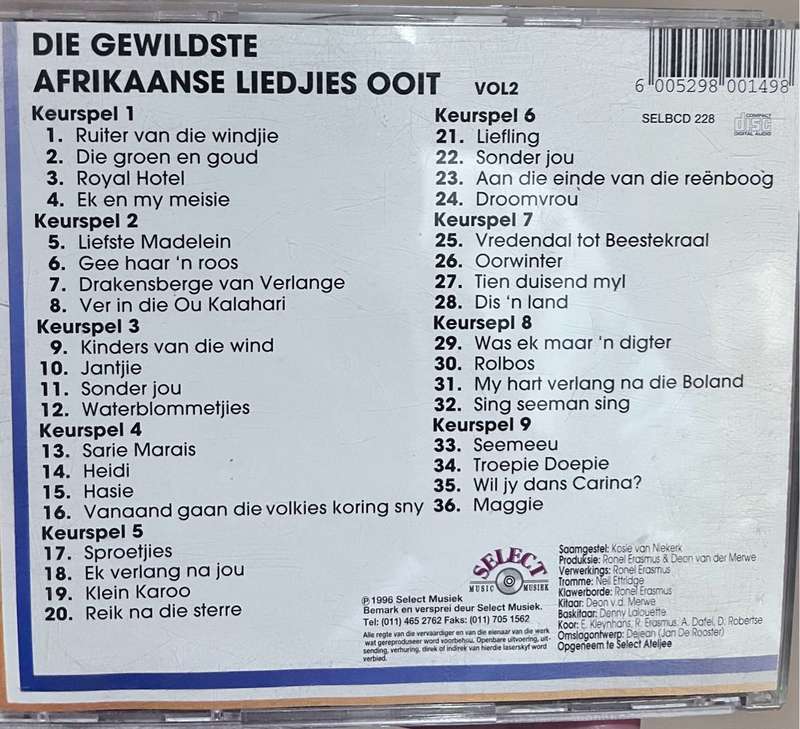 Die Gewildste Afrikaanse Liedjies Ooit - Volume 2 (SELBCD 228)
