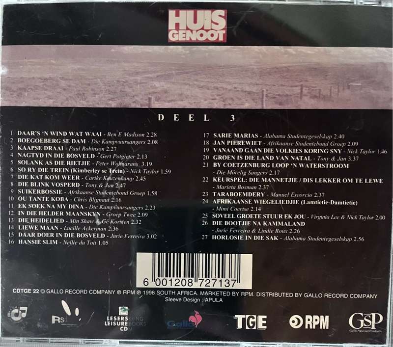 Afrikaanse Volksliedjies Deel 3 CDTGE22