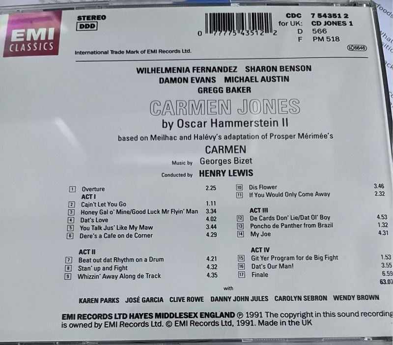 Oscar Hammerstein II Carmen Jones: Original London Cast Recording CDC7543512