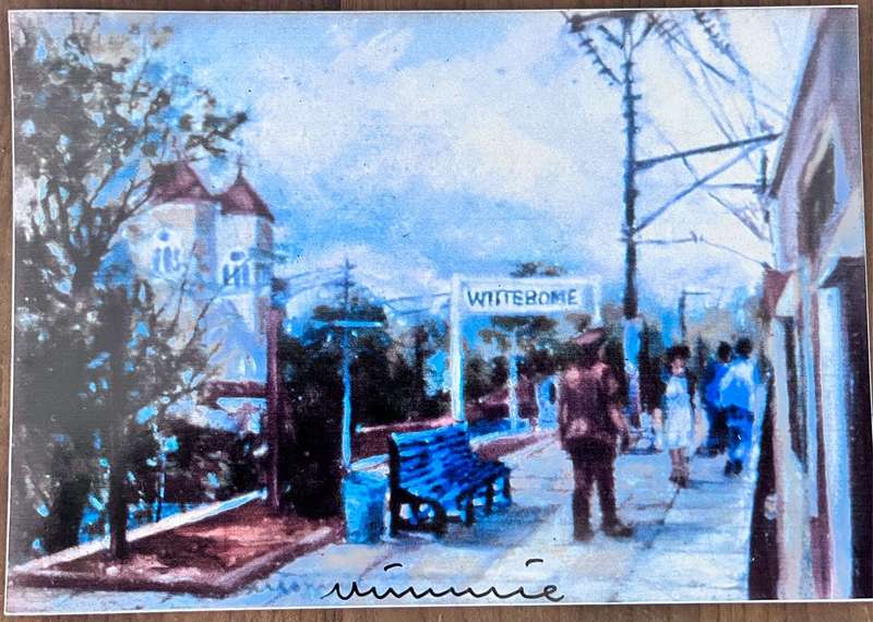 Wittebome Station (print of painting by Mimmie Pienaar on a 15cm X 10cm fridge magnet)