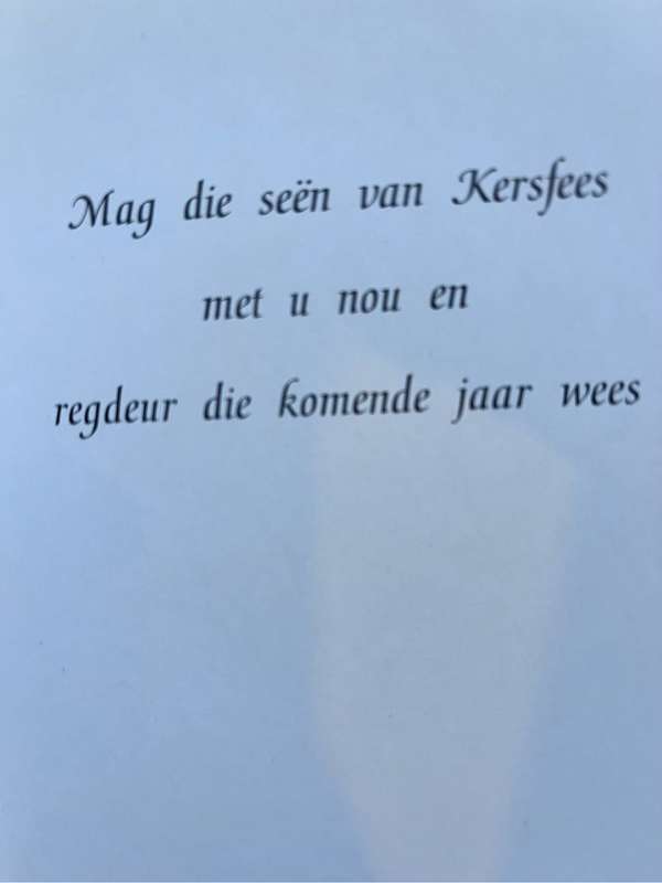 set of 7 beautiful Christmas cards and envelopes (Afrikaans)