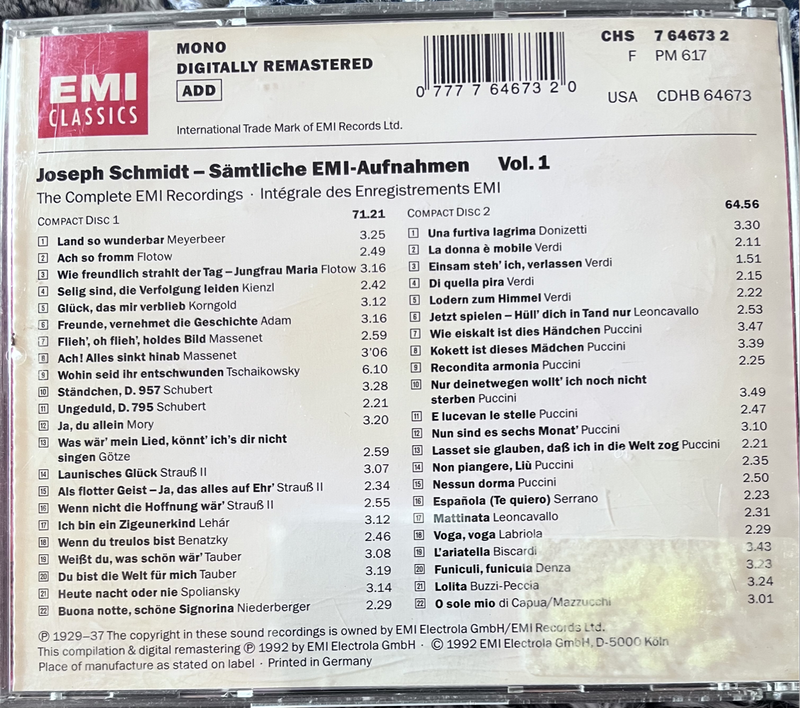Joseph Schmidt - The Complete Recordings Volume 1