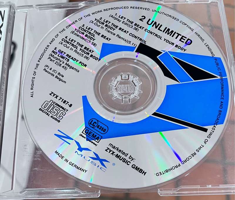 2 Unlimited - Let The Beat Control Your Body ZYX 7187-8 (cd Made in Germany)
