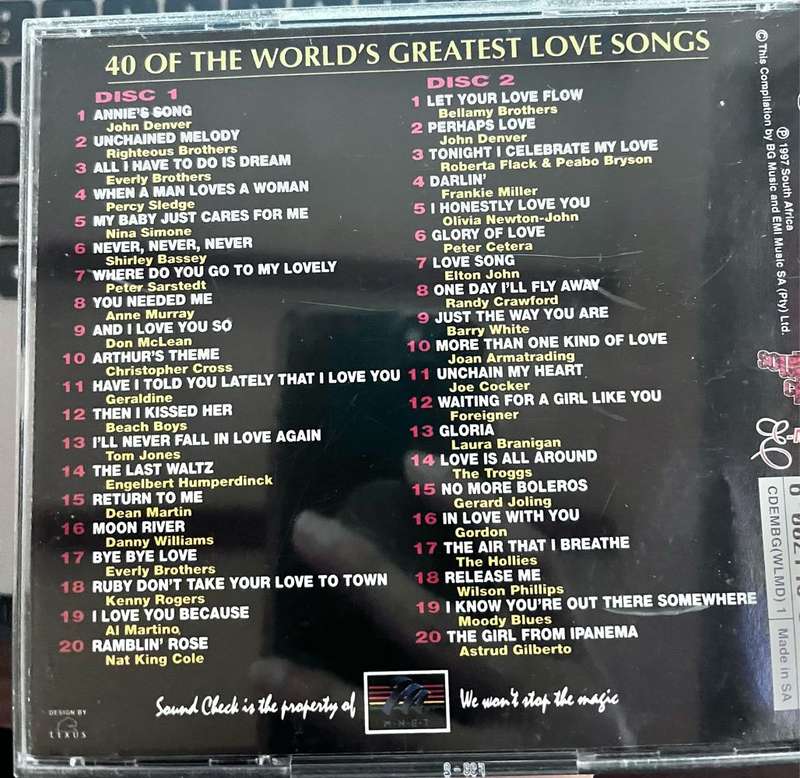 E-Motion 40 of the worlds greatest love songs Soundcheck CDEMBG (WLMD) 1