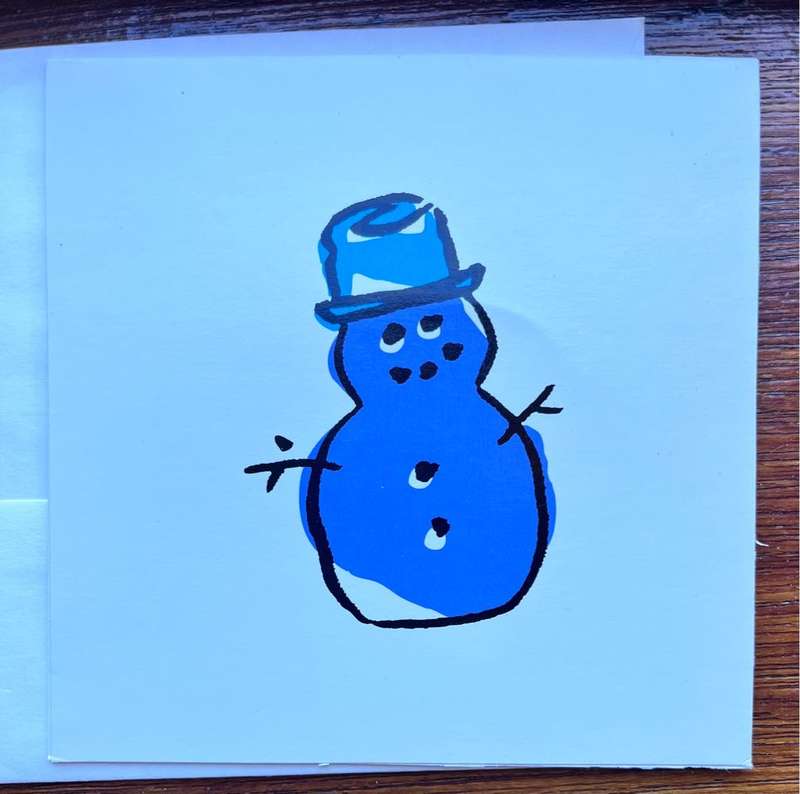 2 Blank square snowman cards with envelopes (12cmx12cm)