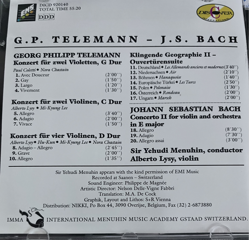 Camerata Lysy Gstaad, Sir Yehudi Menuhin DICD920140