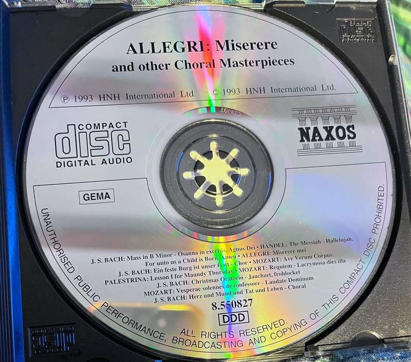 ALLEGRI: Miserere and other Choral Masterpieces (made in Germany)