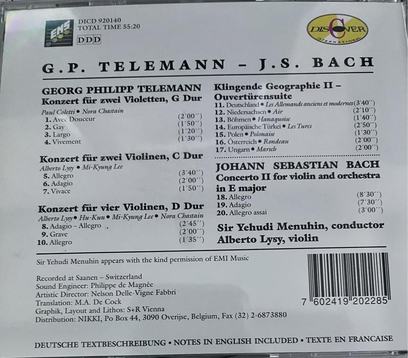 Camerata Lysy Gstaad, Sir Yehudi Menuhin DICD920140