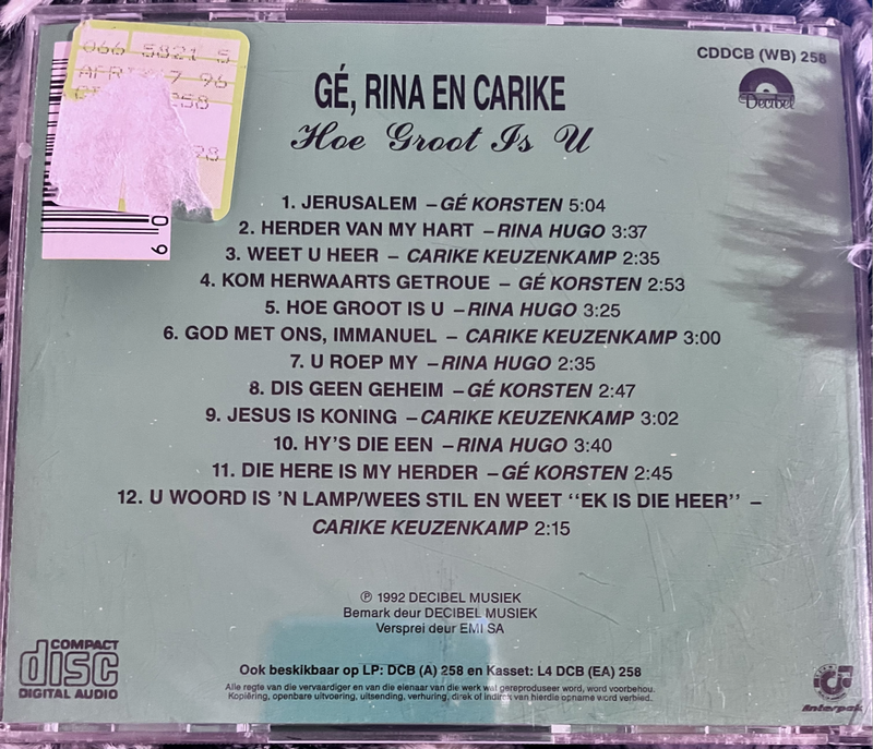 Hoe Groot is U - Ge, Rina en Carike CDDCB(WB)258