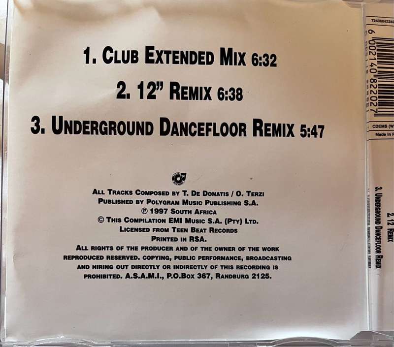 Bellissima CD single DJ Club Extended Underground Dancefloor Remix - CDEMS (WS) 94