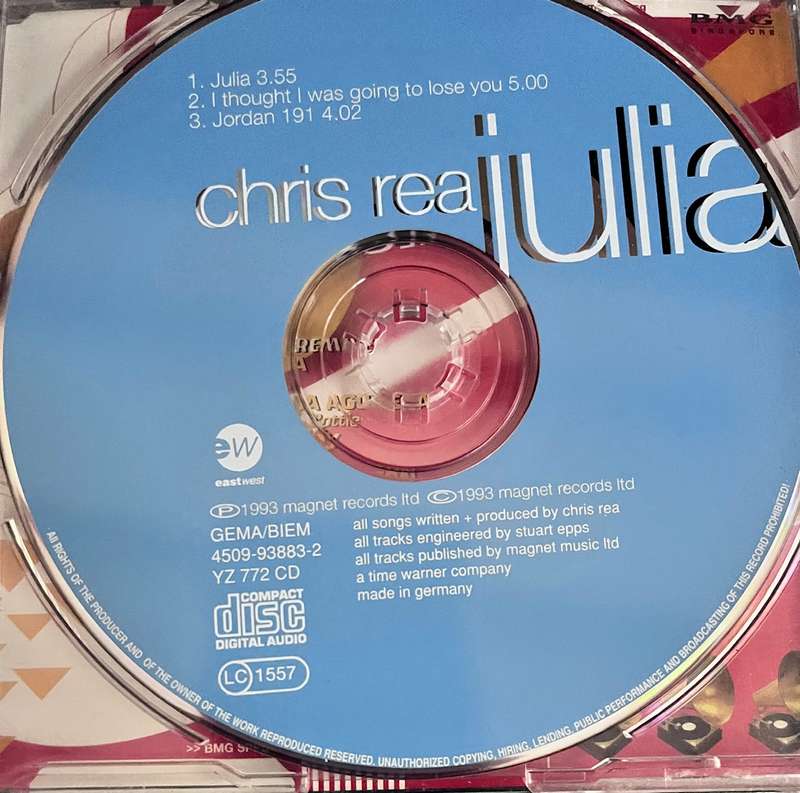Chris Rea - Julia (CD single) - made in Germany YZ 772 CD and  4509-93883-2